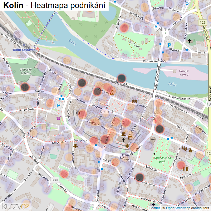 Mapa Kolín - Firmy v obci.