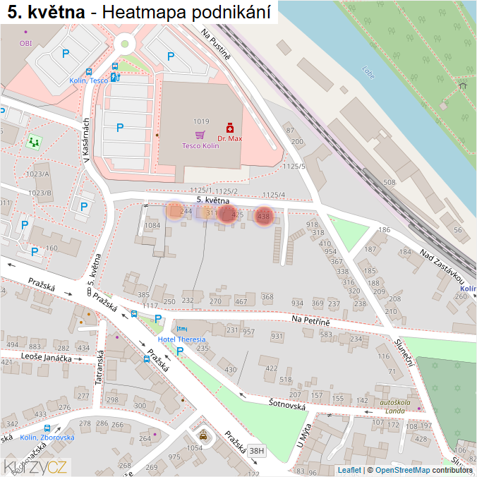 Mapa 5. května - Firmy v ulici.