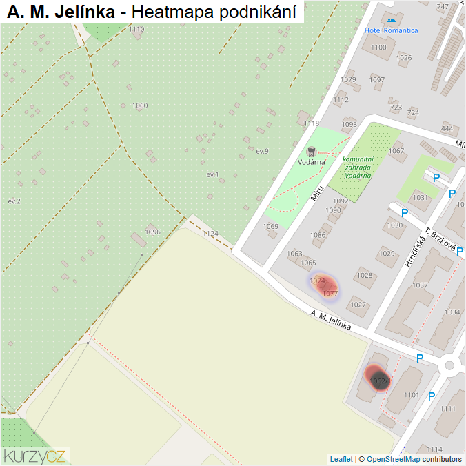 Mapa A. M. Jelínka - Firmy v ulici.
