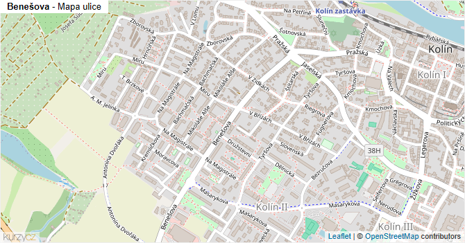 Benešova - mapa ulice