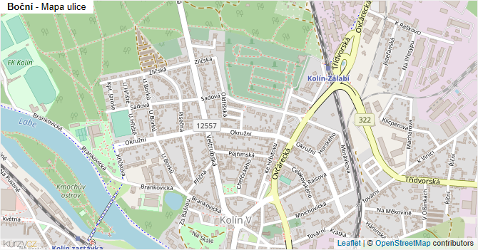 Boční - mapa ulice