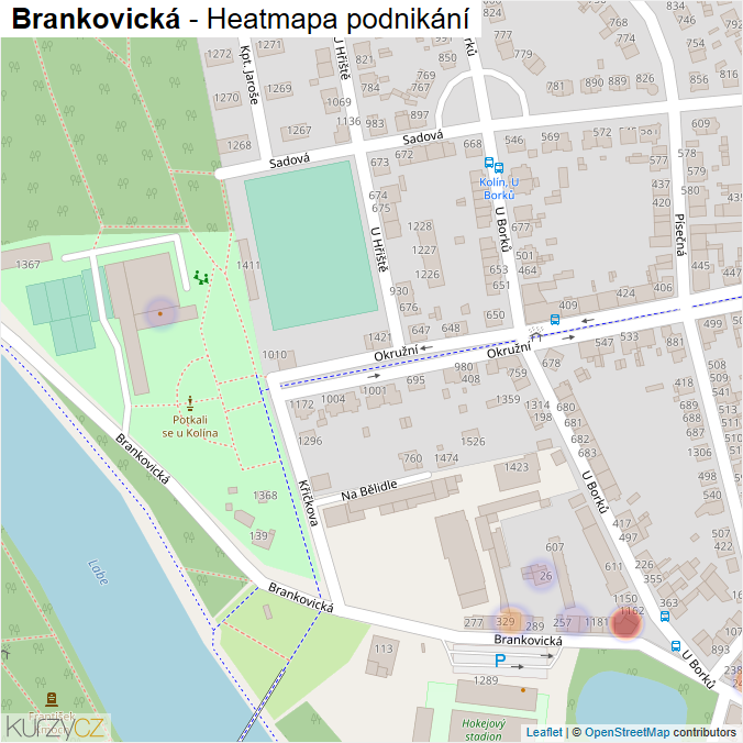 Mapa Brankovická - Firmy v ulici.