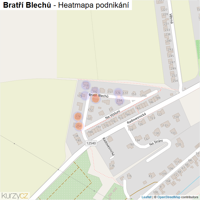 Mapa Bratří Blechů - Firmy v ulici.