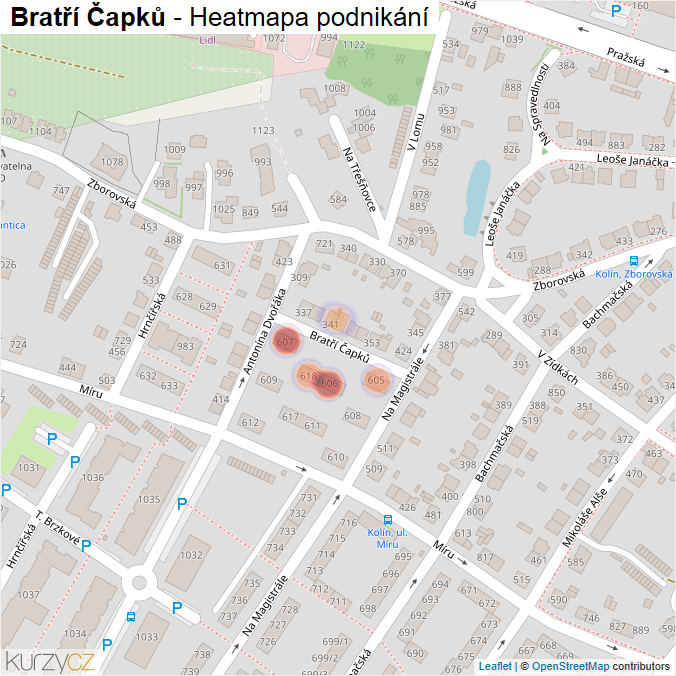 Mapa Bratří Čapků - Firmy v ulici.