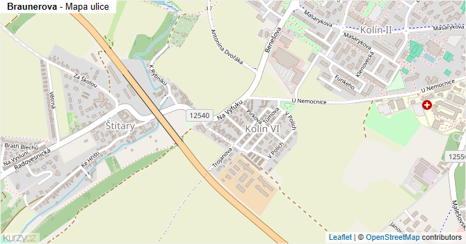 Braunerova - mapa ulice