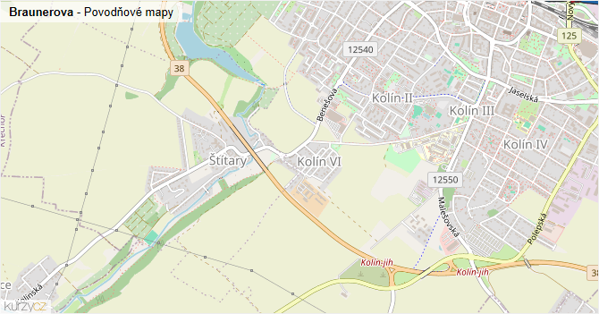 Braunerova - záplavové mapy stoleté vody