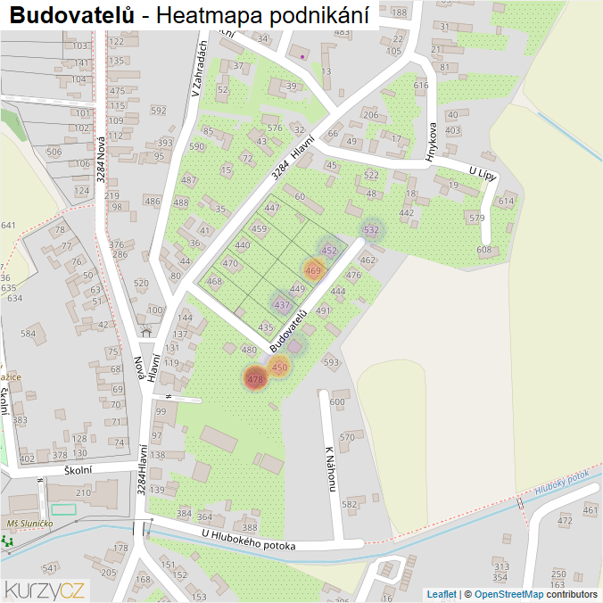 Mapa Budovatelů - Firmy v ulici.