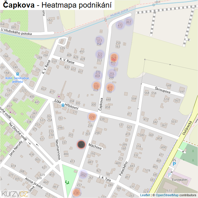 Mapa Čapkova - Firmy v ulici.