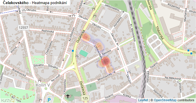 Čelakovského - mapa podnikání