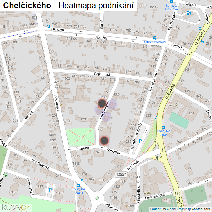 Mapa Chelčického - Firmy v ulici.