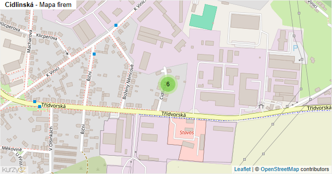 Cidlinská - mapa firem