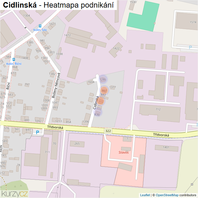 Mapa Cidlinská - Firmy v ulici.