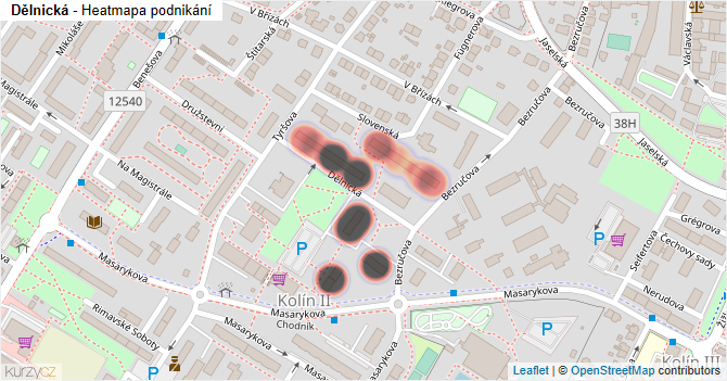 Dělnická - mapa podnikání
