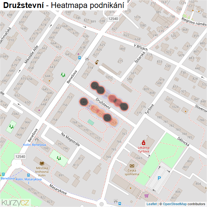 Mapa Družstevní - Firmy v ulici.