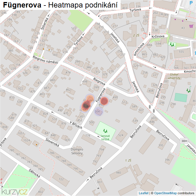 Mapa Fügnerova - Firmy v ulici.