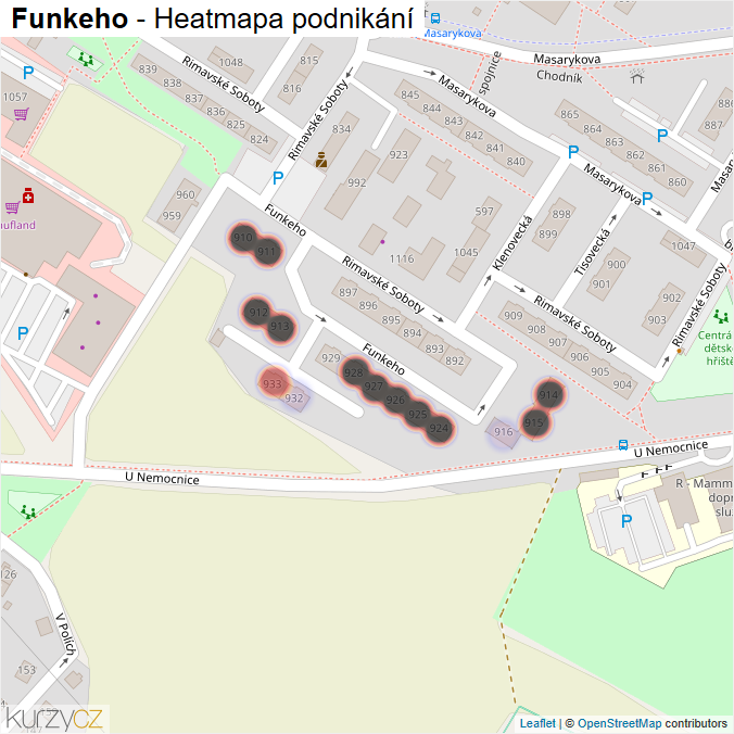 Mapa Funkeho - Firmy v ulici.