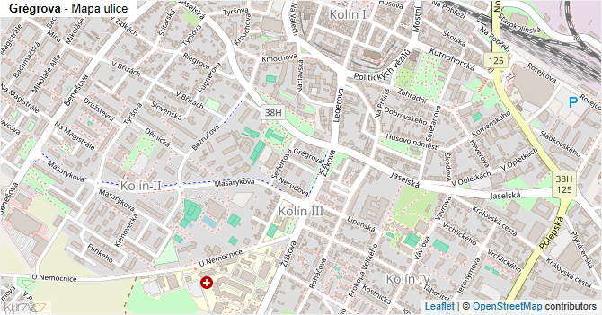 Grégrova - mapa ulice
