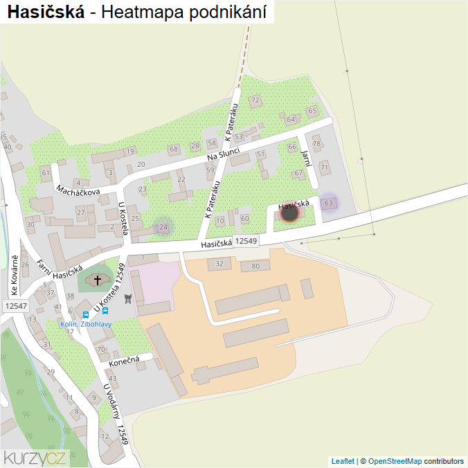 Mapa Hasičská - Firmy v ulici.