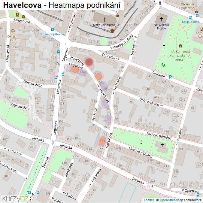 Mapa Havelcova - Firmy v ulici.