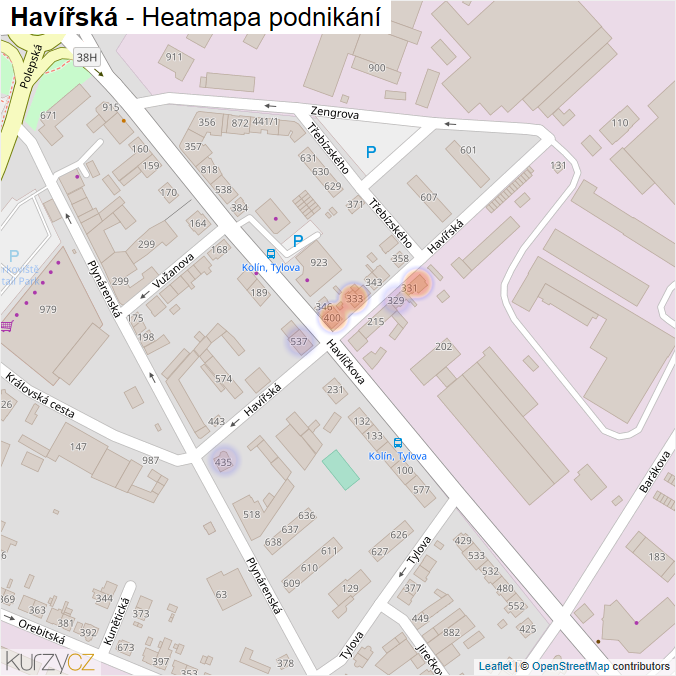 Mapa Havířská - Firmy v ulici.
