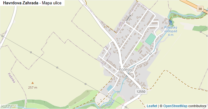 Havrdova Zahrada - mapa ulice
