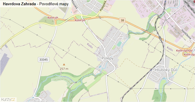 Havrdova Zahrada - záplavové mapy stoleté vody