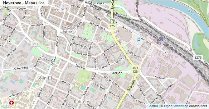 Heverova - mapa ulice