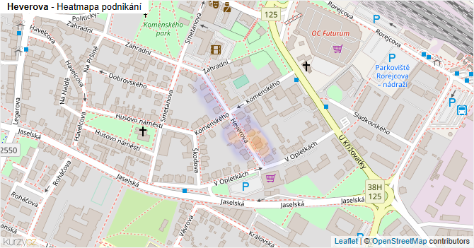 Heverova - mapa podnikání