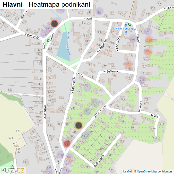 Mapa Hlavní - Firmy v ulici.