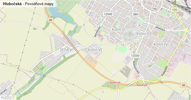 Hlubočská - záplavové mapy stoleté vody