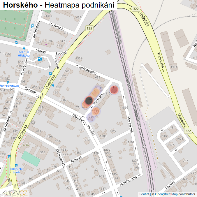 Mapa Horského - Firmy v ulici.
