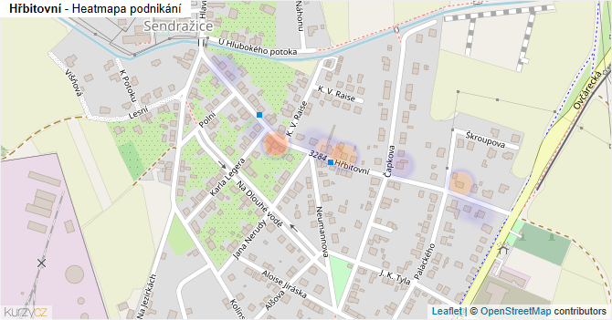 Hřbitovní - mapa podnikání
