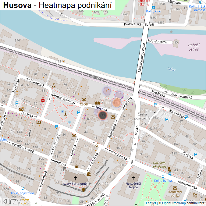 Mapa Husova - Firmy v ulici.