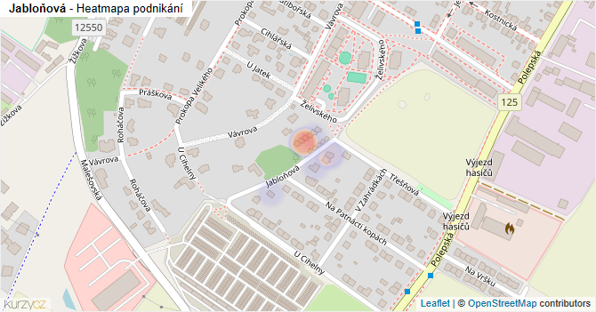 Jabloňová - mapa podnikání
