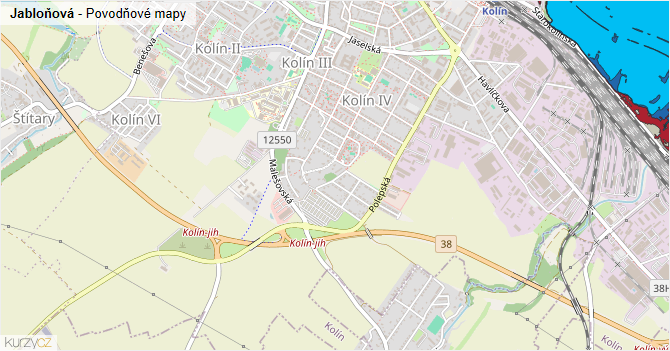 Jabloňová - záplavové mapy stoleté vody