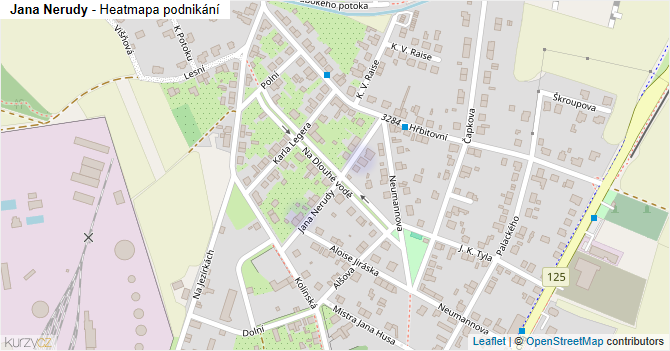 Jana Nerudy - mapa podnikání