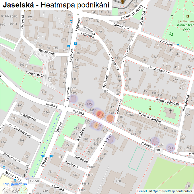 Mapa Jaselská - Firmy v ulici.