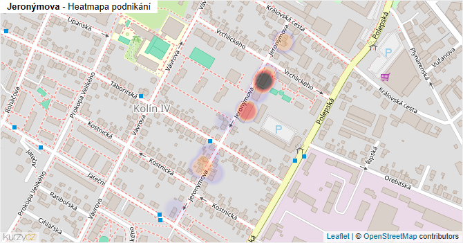 Jeronýmova - mapa podnikání