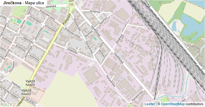 Jirečkova - mapa ulice