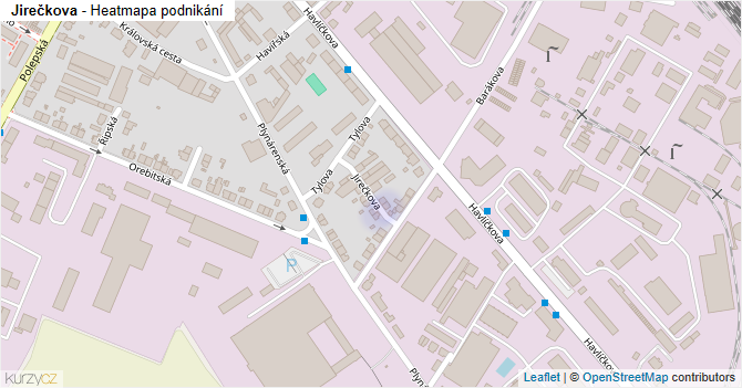 Jirečkova - mapa podnikání
