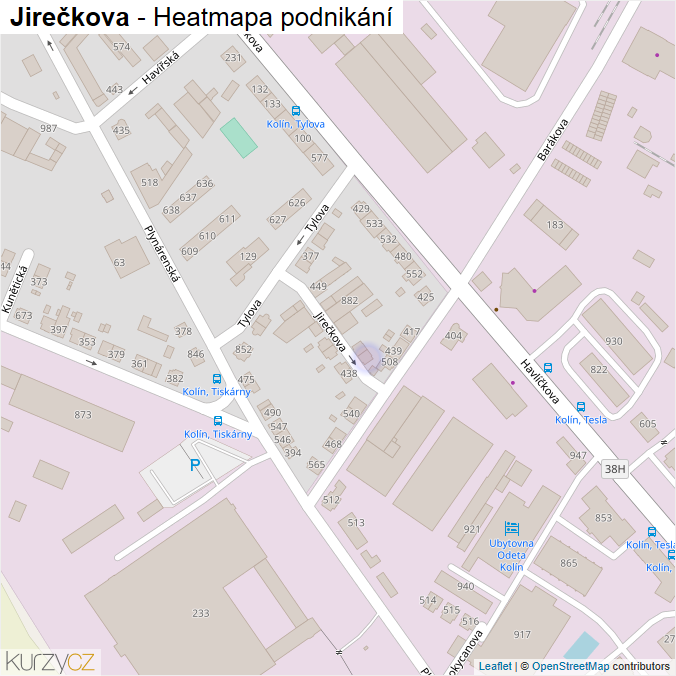 Mapa Jirečkova - Firmy v ulici.
