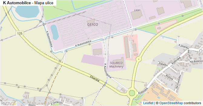 K Automobilce - mapa ulice