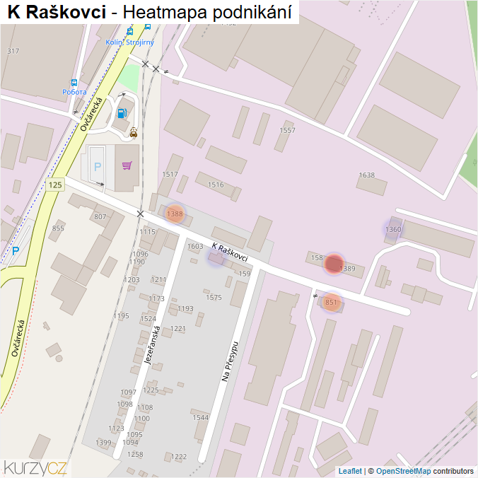 Mapa K Raškovci - Firmy v ulici.