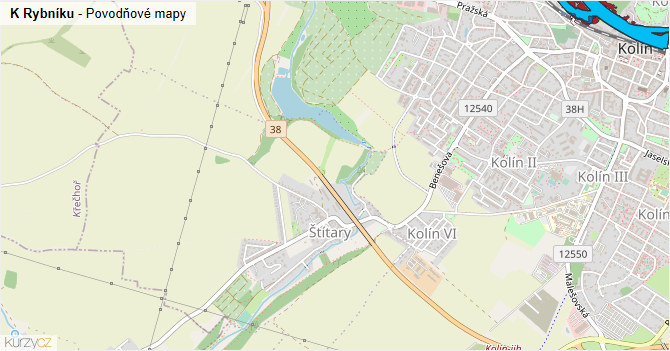 K Rybníku - záplavové mapy stoleté vody