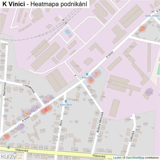 Mapa K Vinici - Firmy v ulici.