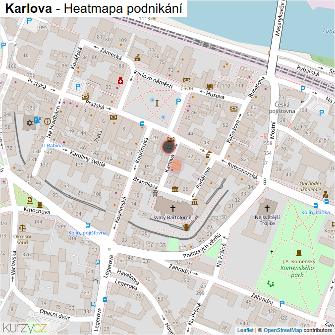 Mapa Karlova - Firmy v ulici.