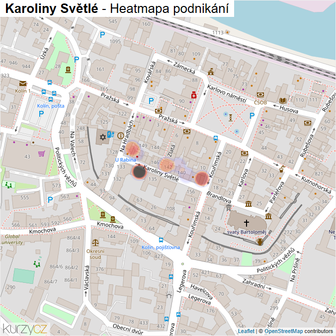 Mapa Karoliny Světlé - Firmy v ulici.