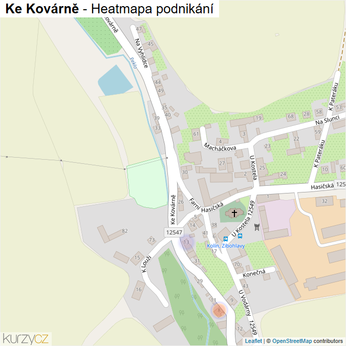Mapa Ke Kovárně - Firmy v ulici.