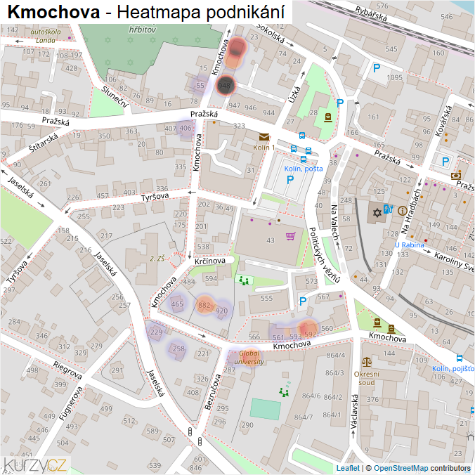 Mapa Kmochova - Firmy v ulici.