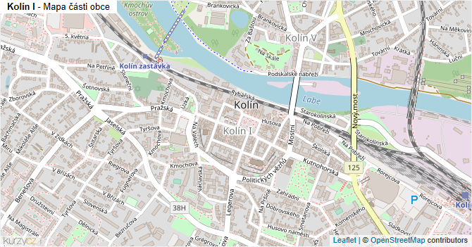 Kolín I - mapa části obce